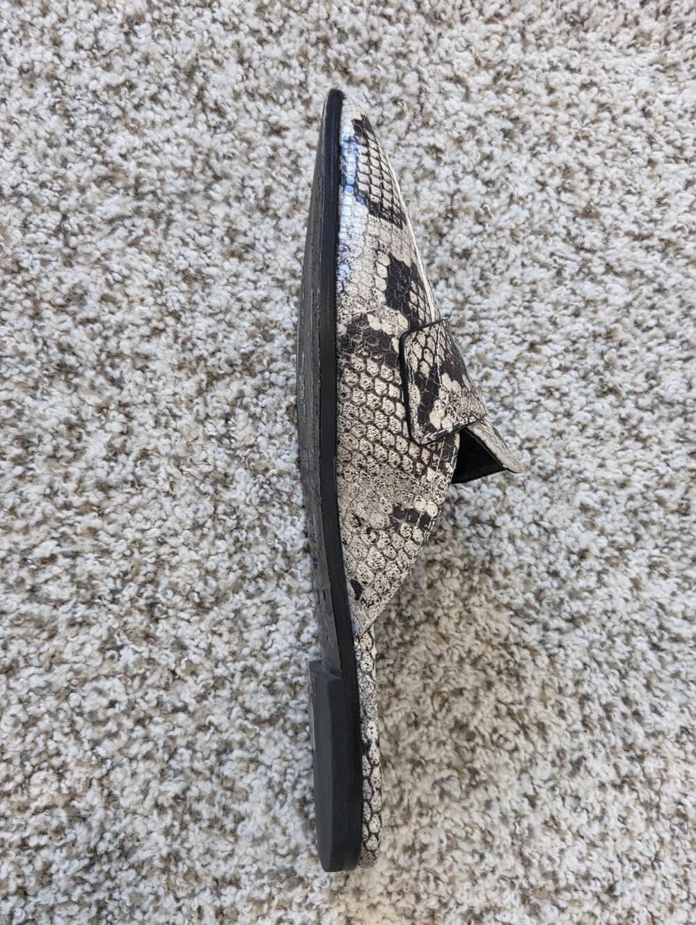 AGL Italian Leather Beige Black & Cream Snake-Print Pointed Slip-On Mule 6: 36 - Picture 4 of 7